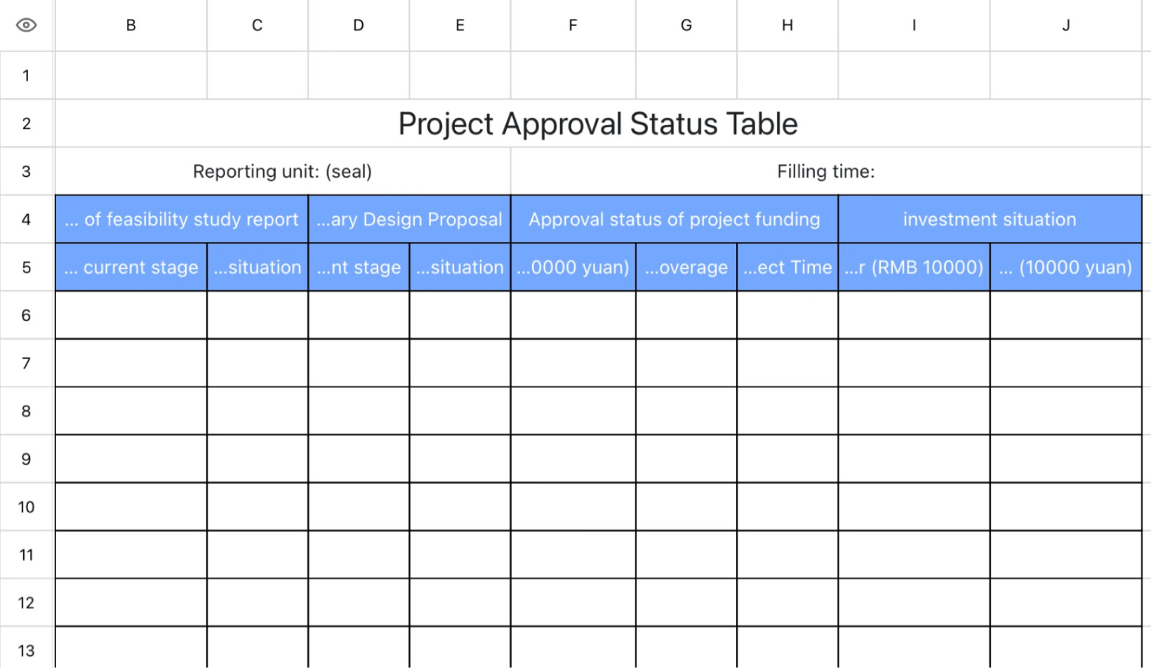 Project Approval Status Table